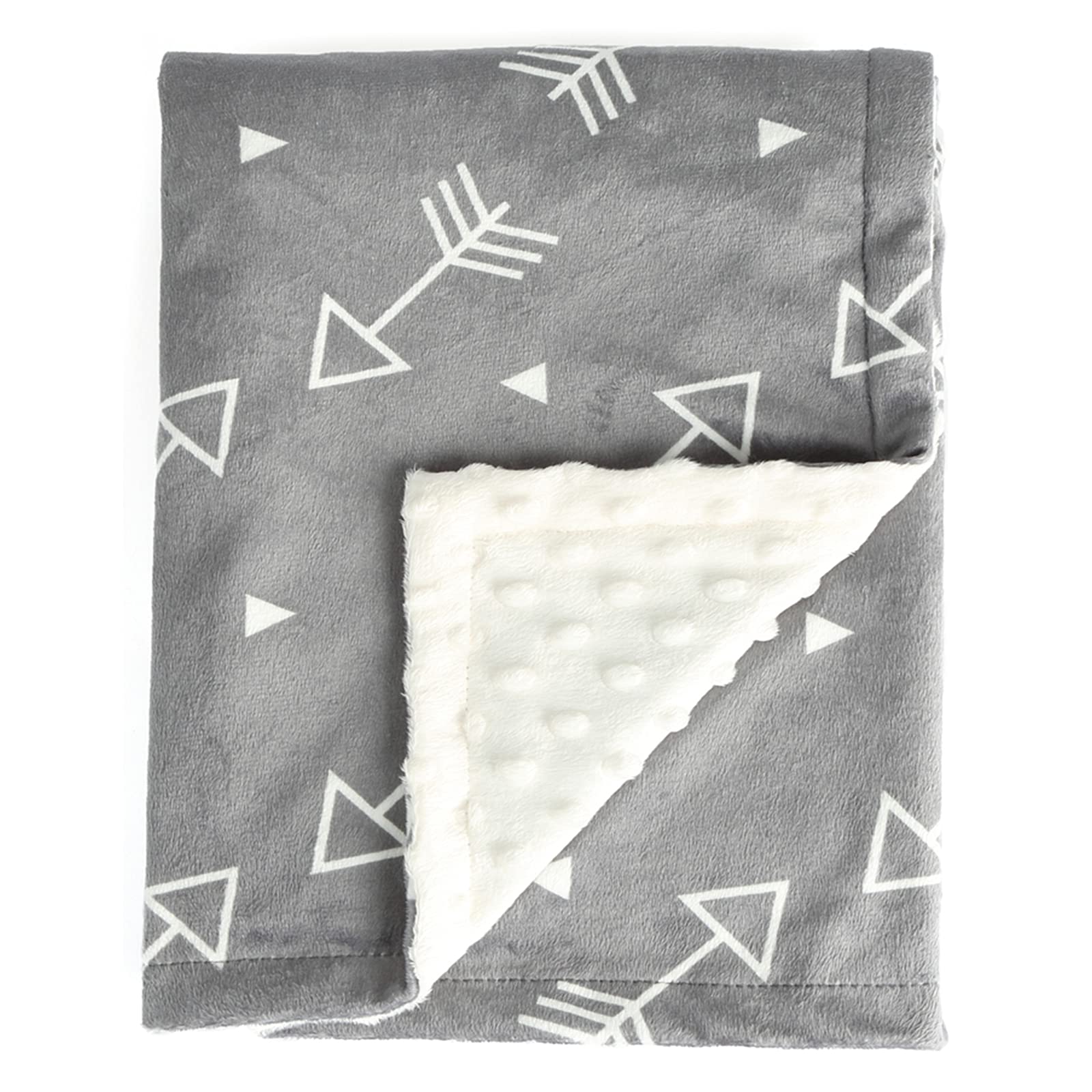 Photo 1 of BORITAR Baby Blanket Super Soft Minky with Double Layer Dotted Backing, Little Grey Arrows Printed 30 x 40 Inch, Receiving Blankets