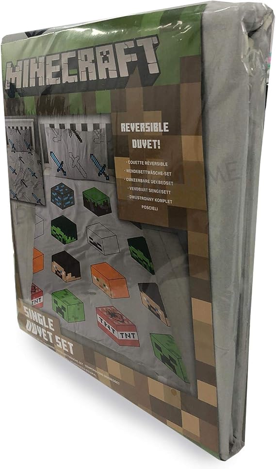 Amazon Com Minecraft Pixels Single Duvet Cover And Pillowcase Set