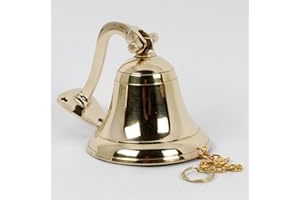 HANDCRAFTED TRADING CO. Handcrafted Trading Co Wall Mountable Nautical Brass Bell 4" Gold - Solid Brass Wall Hanging Ship Bell