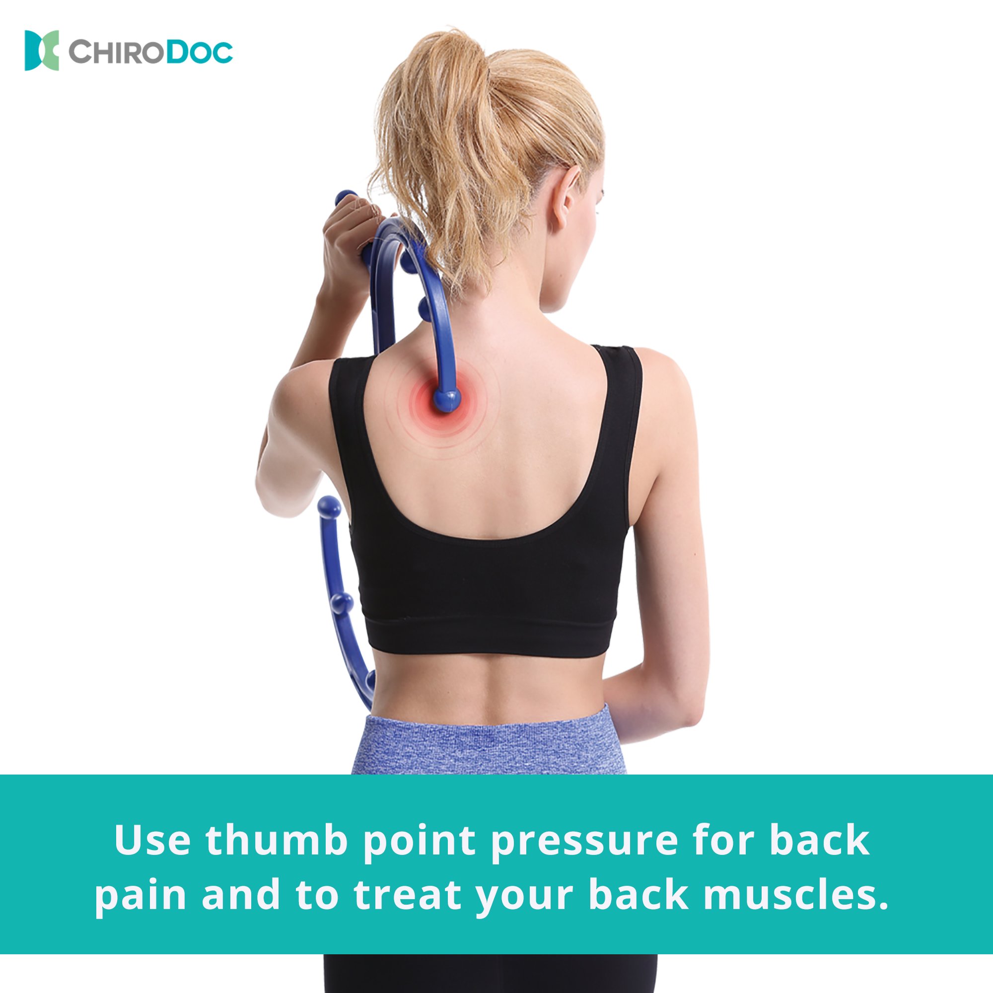 ChiroDoc Trigger Point Massager - Self Massage Therapy Tool for Lower Back and Shoulder Pain Relief - Accupressure for Deep Muscle, Myofascial Release and Back Pain - Neck and Foot Reflexology