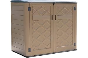 ADDOK Horizontal Outdoor Storage Sheds,Large Resin Outdoor Storage Cabinet for Patio Furniture,Grill, Pool Toys and Gardening Tools.(38Cu.ft)