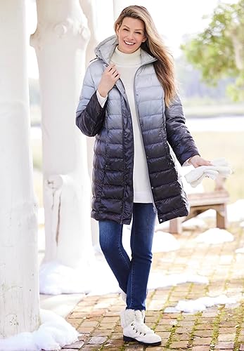 Woman Within Plus Size Long Packable Puffer Jacket 4X, Navy in