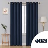 Deconovo Blackout Curtains Navy Blue 55 x 114 Inch Eyelet Room Darkening view 4