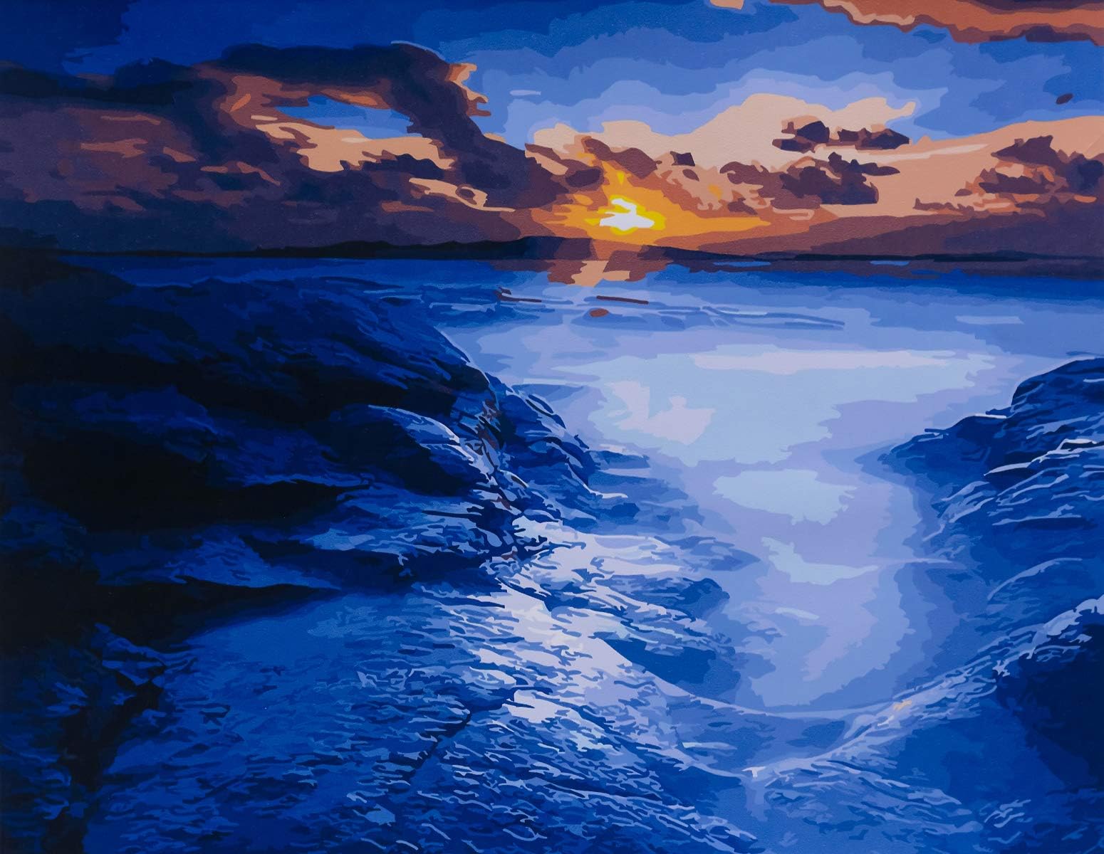 YXQSED [Frameless] DIY Oil Painting Paint by Number Kit for Adult Home Decor Wall Pic Value Gift Sunset sea View 16x20 Inch