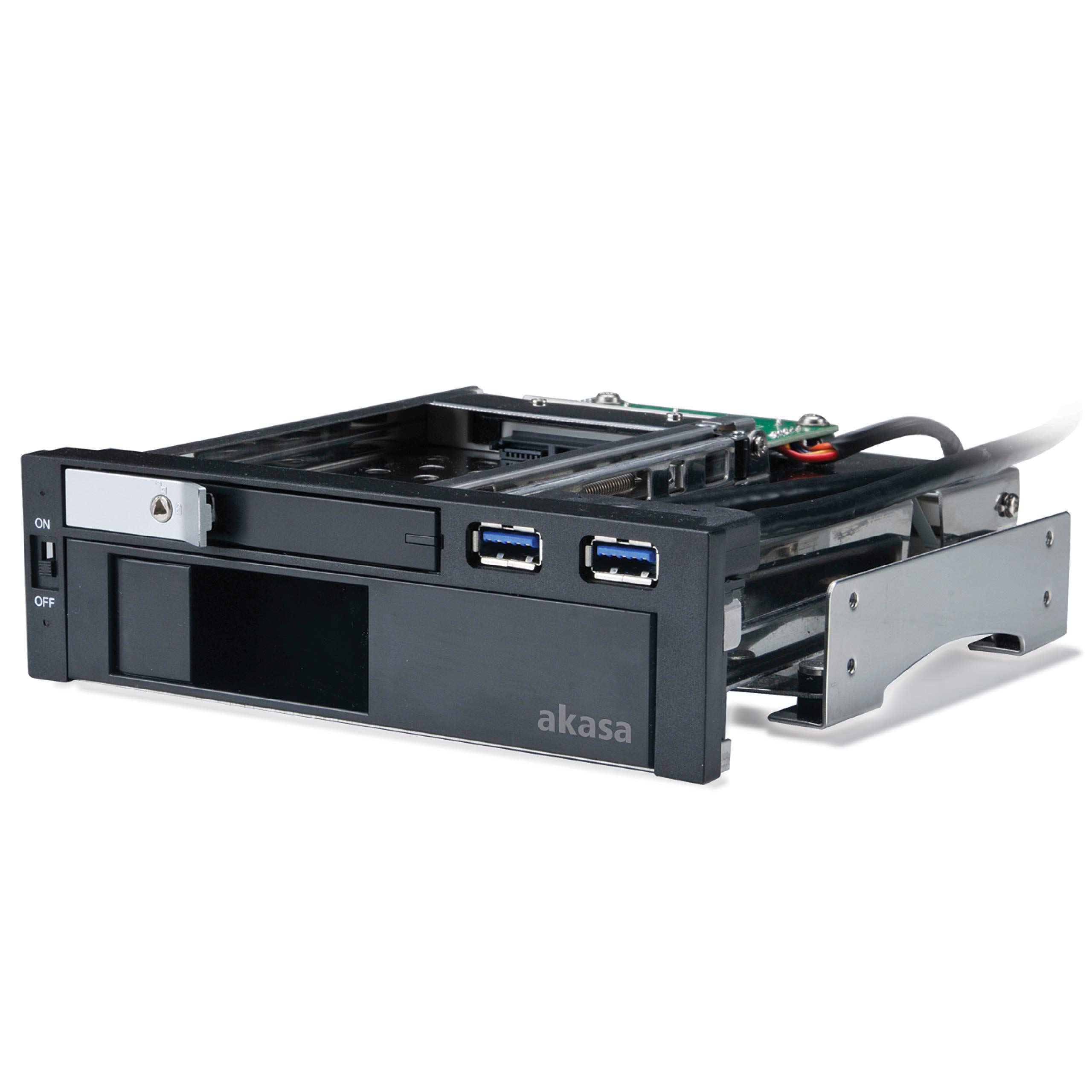 Akasa Lokstor M51 | HDD Mobile Rack | 3.5 SATA HDD & 2.5" SATA SSD/HDD | 2 x SuperSpeed USB3.0 port | 5.25" PC Drive Bay | Tool-Free | Security Lock | AK-IEN-01