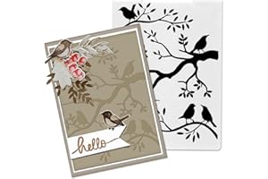 ON-AIRSTORE Birds on Branches Background Plastic Embossing Folders for Card Making Branch Leaves Background Scrapbooking Plastic Template Photo Album Card Paper Handmade DIY Craft Decoration Template Molds