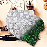 Halloween Glow in The Dark Ghost Blanket for Kids Girls Boys Party Birthday Gifts Soft Cozy Warm Fuzzy Throw Blanket Halloween Cute Ghost Face Glowing Blankets for Couch Sofa Bed 50"×60"