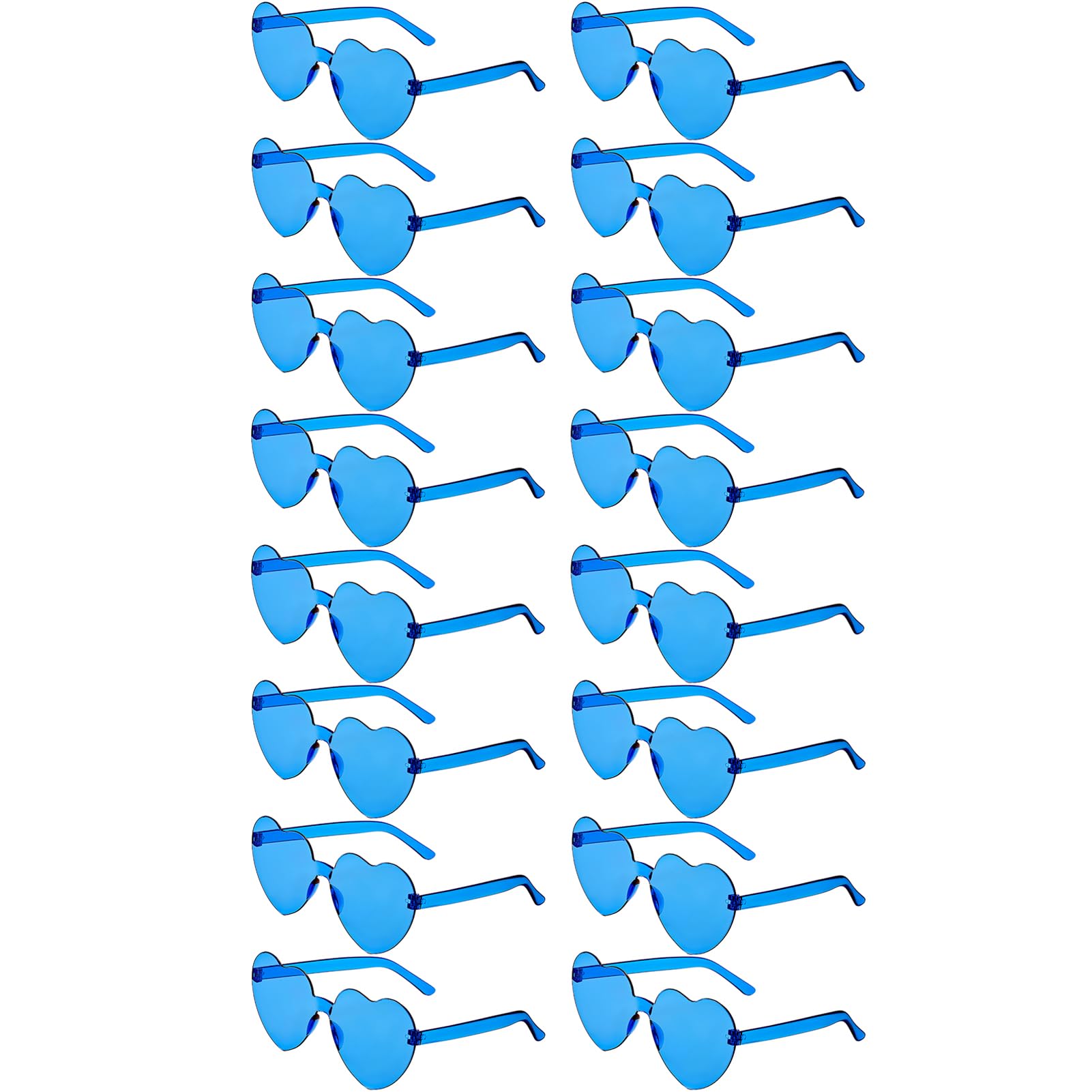 Photo 1 of LYMOJOR 16 Pairs Blue Heart Sunglasses for Women, Candy Color Rimless Fun Heart Glasses for Women Party Favors