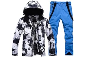 RIUIYELE Men's Ski Jacket and Pants Set Insulated Waterproof Snowsuits Winter Warm Outdoor Skiing Snowboard Jackets for Men