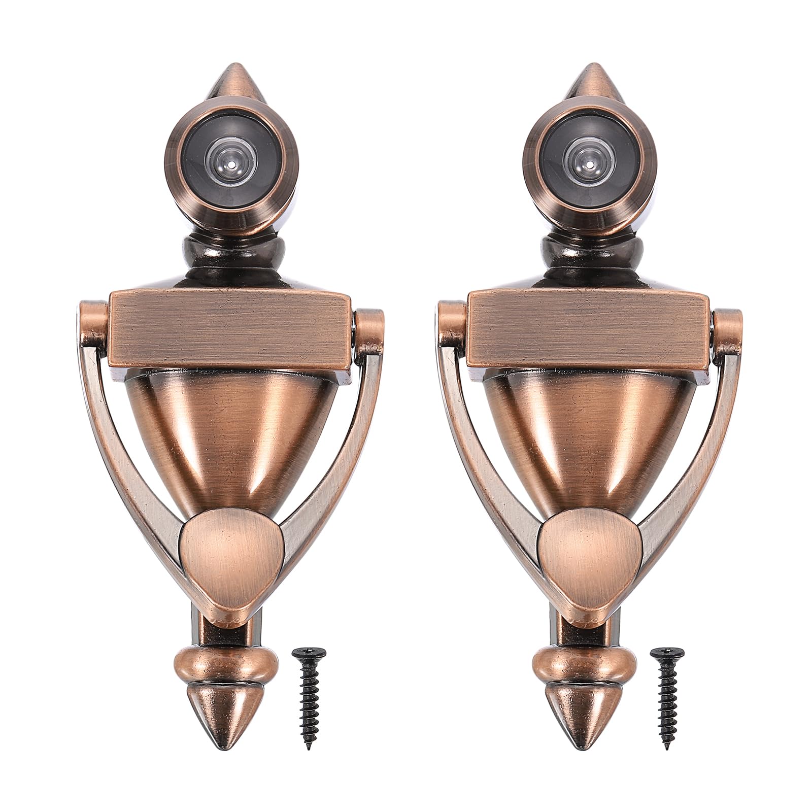 PATIKIL 9/16" Door Knocker with Viewer, 2 Pcs 180 Degree Door Viewer Die-Cast Construction with Peephole Fits 1-3/8inch to 2-3/8inch Door Peep Hole for Home Office Hotel, Red Bronze