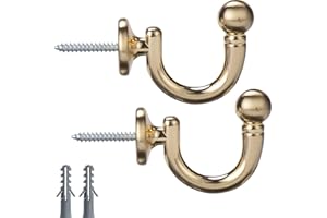 FDY Round Head Curtain Hooks,Wall Mounted Tieback Tassel Holder,Window Drapery Tiebacks Hooks Clothes Coat Hat Towel Hanger Holder, Set of 2，Gold
