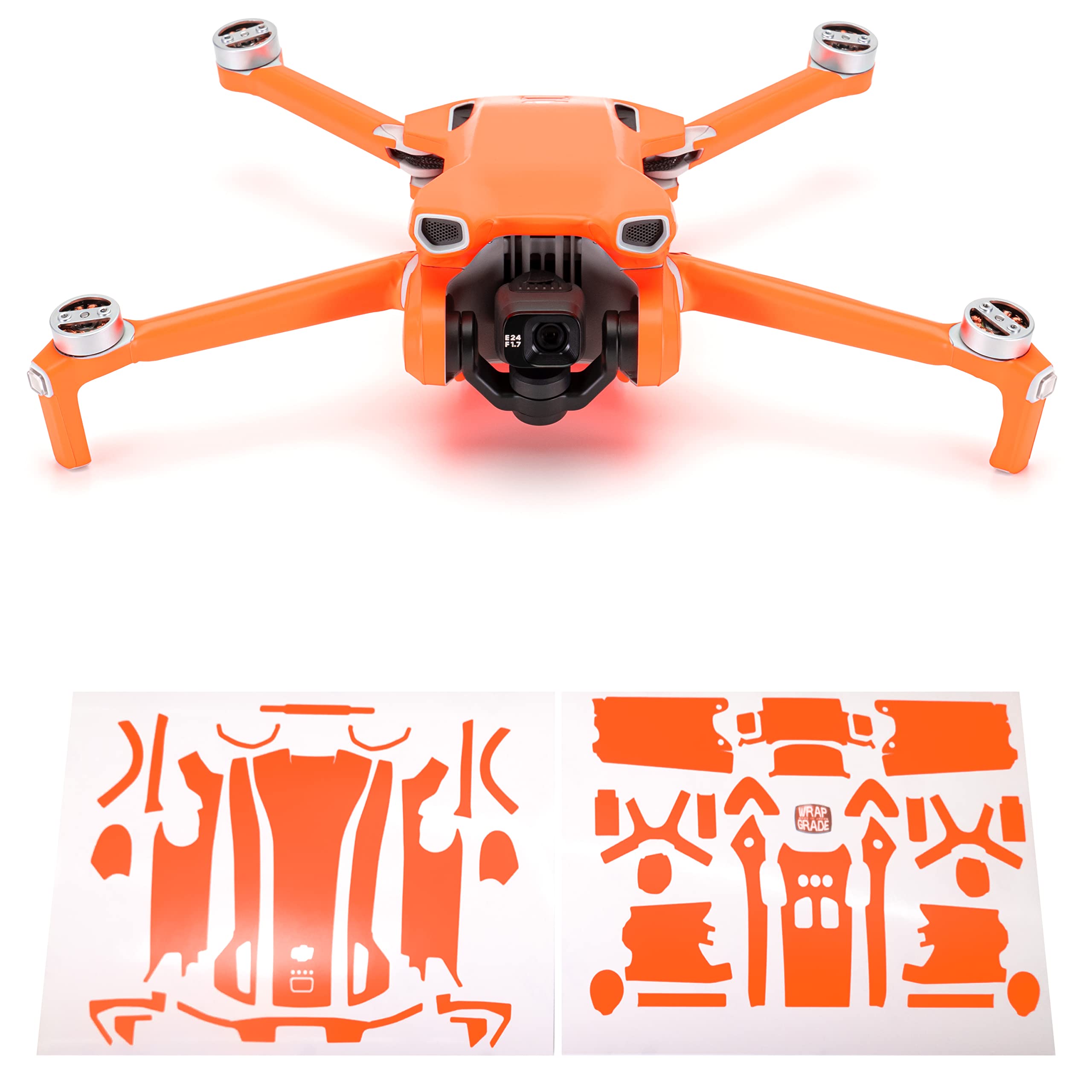 WRAPGRADE Skin Stickers compatible with DJI Mini 3 | Main Unit (NEON ORANGE)