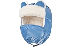 Sukeen Kids Trapper Hat for Girls Boy Windproof Kids Warm Hat Fur-Lined Earflap Hat with Mask for Cold Snow Weather