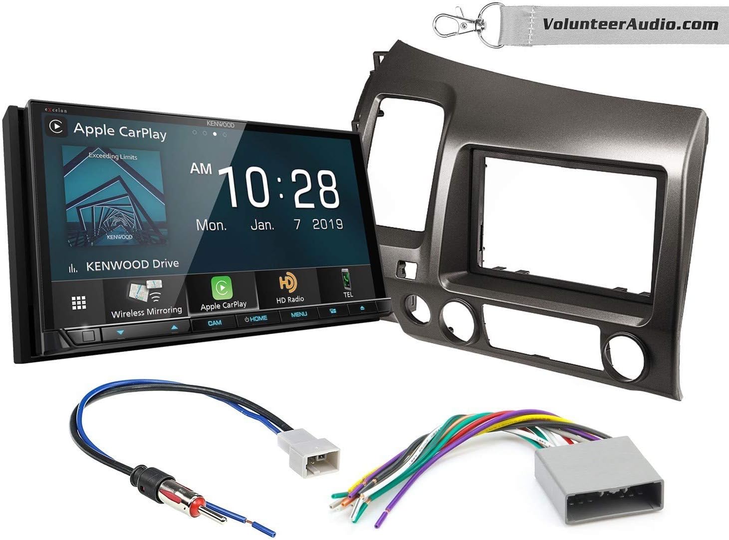 Kenwood DDX8906S Double Din Radio Install Kit With Apple CarPlay, Android Auto, Sirius XM Ready Fits 2006-2011 Honda Civic (Earth Taupe Brown)