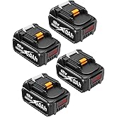 Amityke Battery for Makita 18V Battery 6.0Ah, 4Pack Replacement Batteries Compatible with Makita 18 Volts Battery BL1860 BL1820 1830B 1840B 1850B, Fit with Original makita 18V Battery Chargers