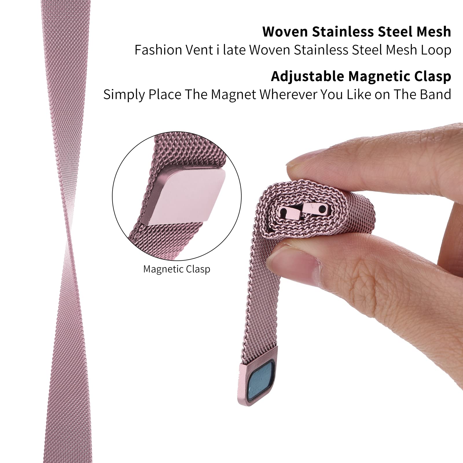 cobee Mesh Woven Watch Bands, Quick Release Watch Strap Magnetic Closure Clasp, Stainless Steel Replacement Watch Band, Band Width 18mm 20mm 22mm for Men and Women