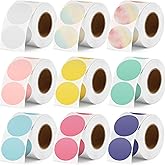 Yeaqee 9 Rolls 2 Inch Circle Thermal Label Stickers 750 Labels Bright Color Thermal Gradient Multi Purpose Stickers for Design DIY Code Tag Thank You Label (Bright Color)