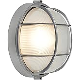 Nauticus - Round 10" Wet Location Bulkhead - Satin Finish - Frosted Glass Shade