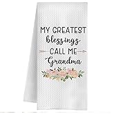 QWZDRHYJI Grandma Kitchen Towels, Grandma Gifts from Grandkids Dish Tea Towels, Grandmother Gifts for Birthday Christmas Decorative Hand Towel for Kitchen Bathroom, 16x24 Inch