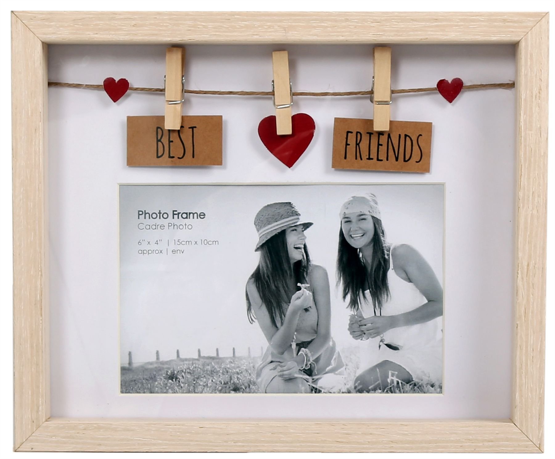 Carousel Home and Gifts Wooden Box Frame With Pegs For 6 X 4 Photo - Best Friends