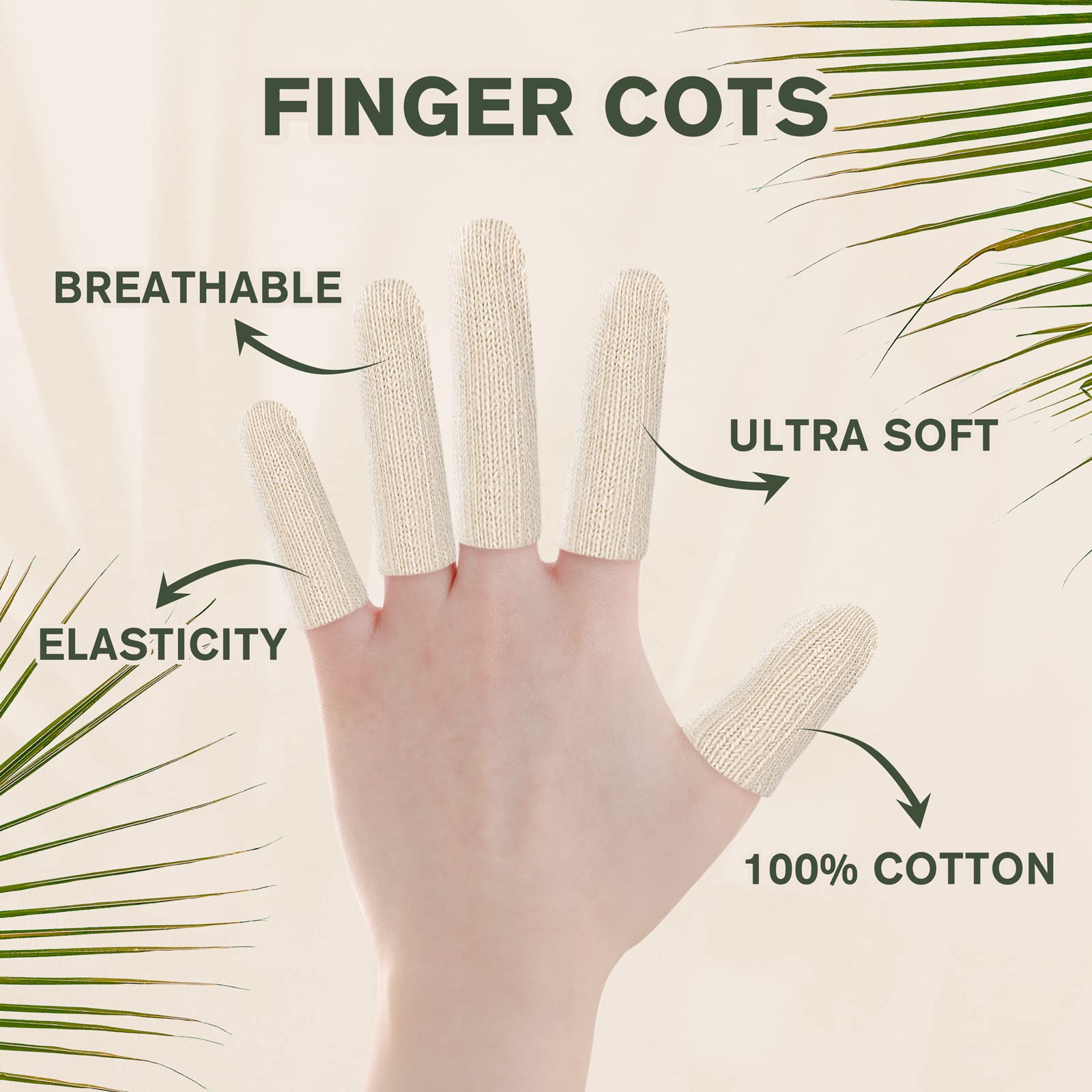 Evridwear 20PCS Premium Cotton Comfort Cushion Finger Toe Thumb Cot Sleeves Protect Fingertips Hand Eczema Skin Cracking Calluses Wicks Moisture Jewelry Clean Smudges (Long Length)