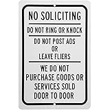 No Soliciting Sign - Do Not Ring or Knock - Keep Solicitors Away -Aluminum 8" x 12" Sign