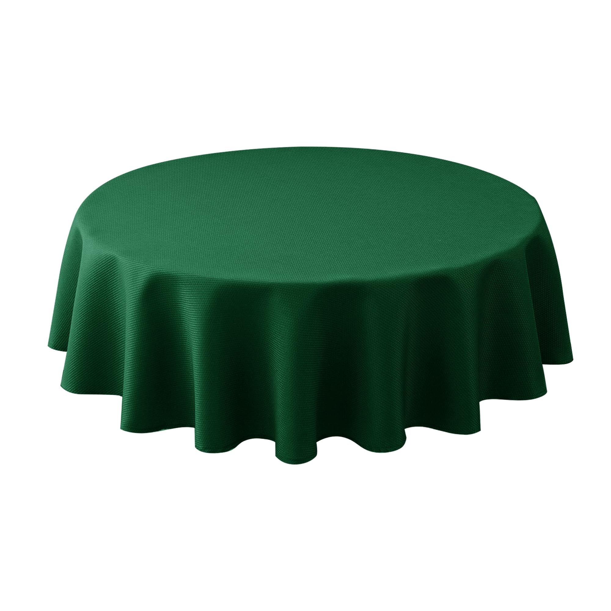 Biscaynebay Textured Fabric Round Tablecloths, Water Resistant Spill Proof Washable Tablecloths for Dining, Kitchen, Wedding, Parties etc, Hunter Green 60 Inch in Diameter