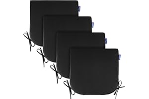 INFBLUE Outdoor Chair Cushions for Patio Furniture Round Corner Outdoor Chair Cushions Water Resistance Seat Cushions with Ties (Black)