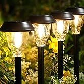 DOESLAG Solar Lights Outdoor Waterproof, 6 Pack Metal Glass Solar Pathway Lights Outdoor, Bright LED Outdoor Solar Lights for Yard Garden Path Walkway