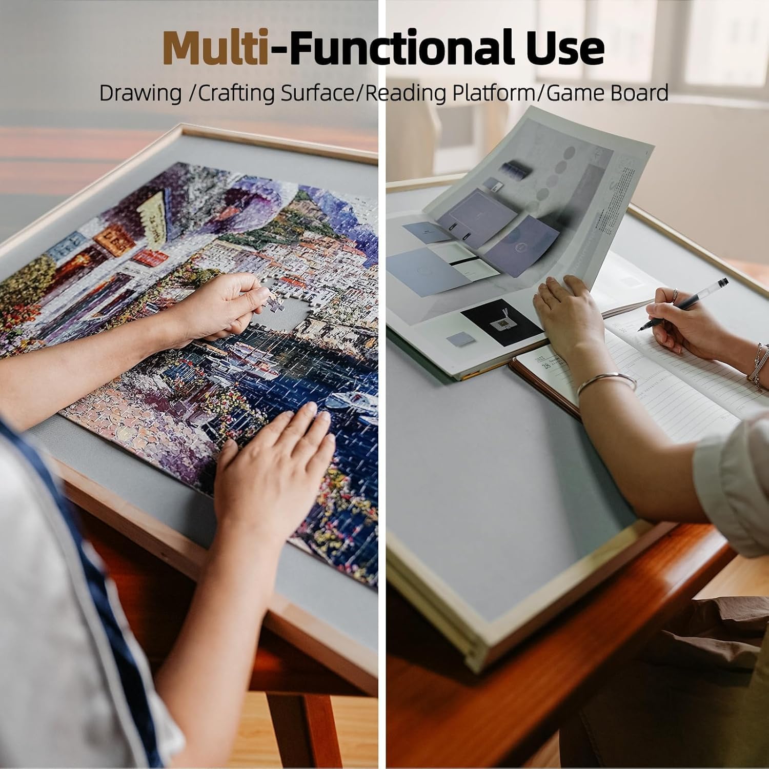 ALL4JIG 1500 Pieces 2-in-1 Tilting & Rotating Puzzle Board for Adults Gifts, Wooden Jigsaw Puzzle Table with 4 Drawers, Portable Board with Lazy Susan and Cover, 25.2