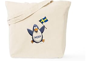 CafePress Sweden Penguin Tote Bag Natural Canvas Tote Bag, Reusable Shopping Bag