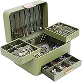 KAMIER Jewelry Box for Women, 3 Layers Jewelry Organizer with Drawers, Large Jewelry Storage Organizer for Earring, Ring, Necklace, Bracelets, Green
