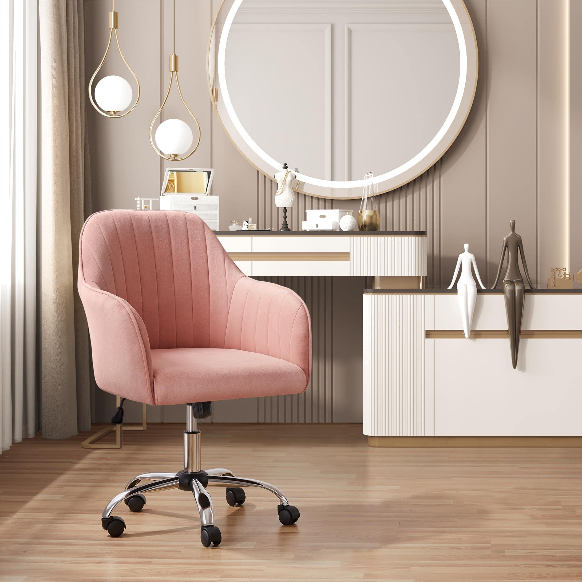 Yaheetech Velvet Vanity Chair Makeup Chair Cute Office Chair Aesthetic
