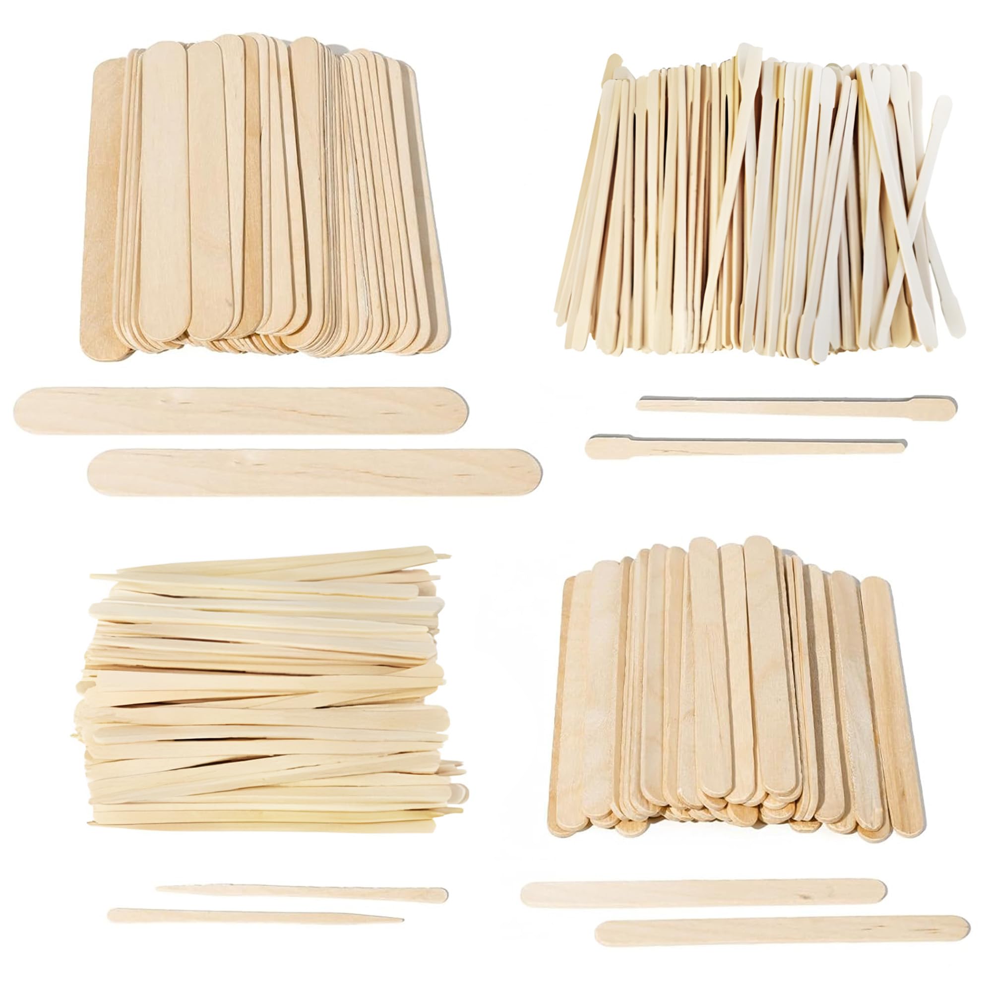 400PCS Wooden Wax Sticks, 4 size,Quality Disposable Wooden Spatulas for Waxing for Eyebrow Face for Hair Removal Body Legs Facial,Wood Craft Sticks for Warm and Hot Waxes