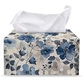 ZUXONGSY Blue Tissue Tissues Boxes Holder Floral Tissue Box Cover Rectangular Beige Leather Tissue Tissue Box Holder Hotel Easy to Clean Tissue Case