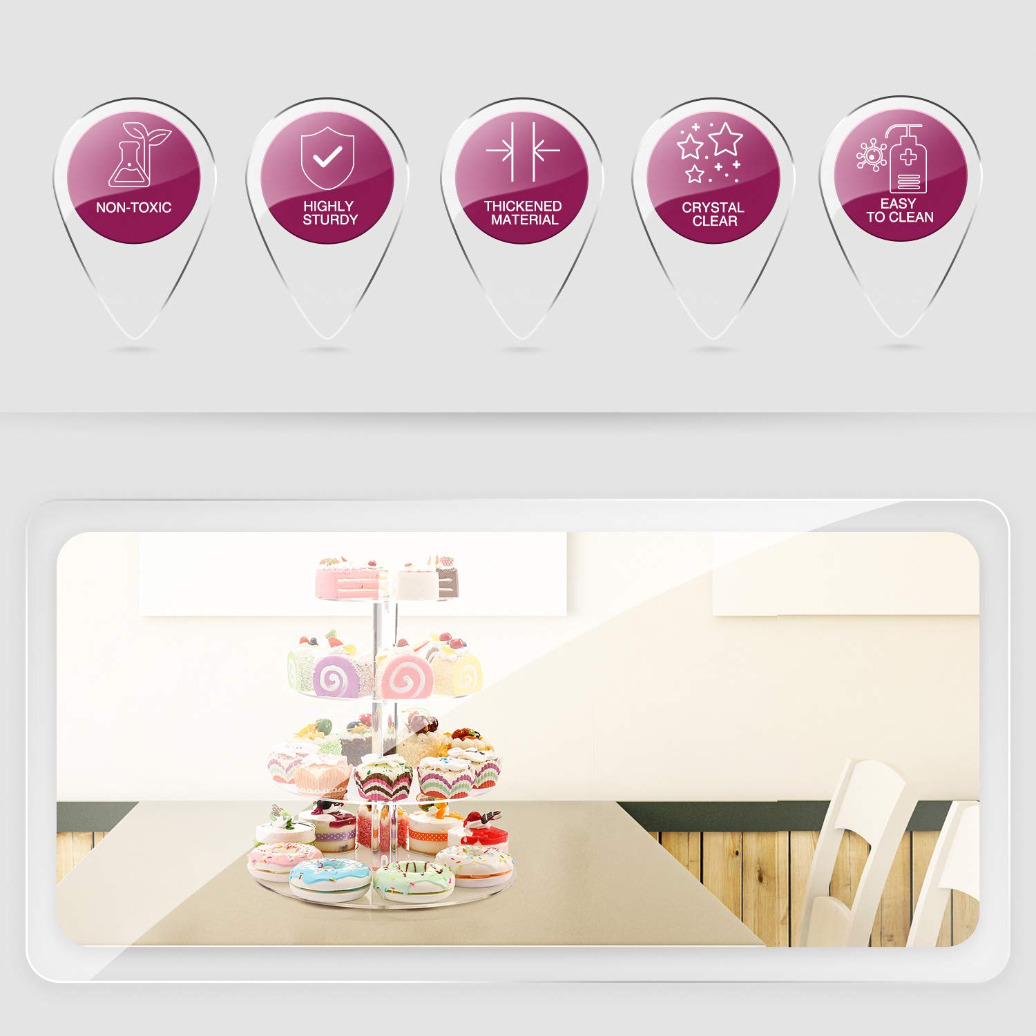 TWING 4 Tier Round Acrylic Cupcake Display Stand,Weeding TWING 4 Tier Round Acrylic Cupcake Display Stand,Weeding
