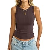 EasyGala Womens Ribbed Seamless Tank Knit Crew Neck Shirt Summer Fitted Sleeveless Top Casual Basic High Neck Clothes