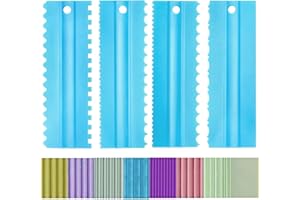 4PCS Cake Spatula Cake Smoother Set, Cake Decorating Combs Sawtooth Cake Scraper Icing Scraper Tool for Cakes,Bule