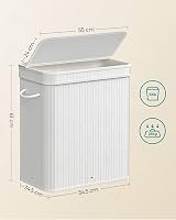 SONGMICS 100 L Bamboo Laundry Hamper with Lid Removable Liner White LCB063W01 view 7