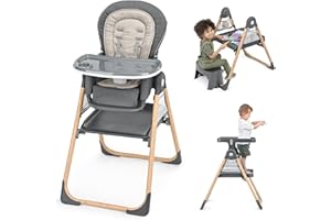 Ingenuity Proper Positioner Create Up Baby High Chair, 9 Modes of Use, Toddler Tower, Table and Chair, Foldable, Adjustable Footrest, 90 Degree Posture Aids Digestion, Ages 0-5 Years - Wesley