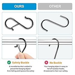 FSAH 35 Pcs S Hooks for Hanging Safety Buckle, 3.5