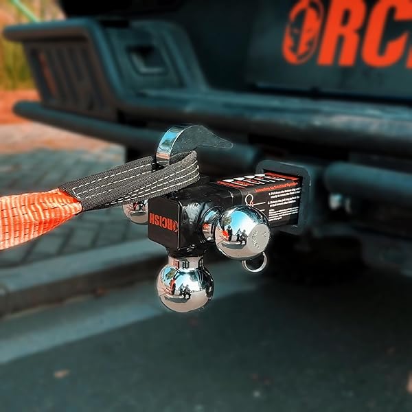 ORCISH 360° SWIVEL TRAILER HITCH, TRI-BALL MOUNT WITH PIN & HEAVY DUTY HOOK, CHROME-PLATED TRAILER BALL SIZE 1-7/8″, 2″ AND 2-5/16″, FIT 2 INCH HITCH RECEIVER, ROTATING BALL HITCH, TOWING HITCH