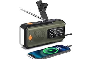 WENBELLE Emergency Hand Crank Radio with 3 LED Flashlight, AM/FM/NOAA Portable Weather Radio with Phone Charger, Solar Powered USB Charged Radio for Indoor Outdoor Camping, SOS Alarm (WB01 Green)