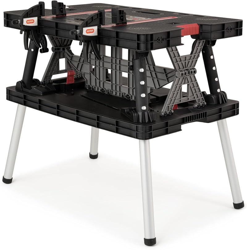 Keter Folding Work Table Black 85x55x75.5cm Heavy Duty DIY Workbench