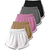 Real Essentials 5 Pack: Women’s Dry-Fit Dolphin Shorts – Athletic Running Workout Gym Lounge Active Casual (Plus Available)