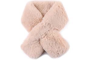 Yvnehcn Women Fur Collar Scarf Winter Faux Fur Scarves for Women Cold Weather Lady Neck Warmer