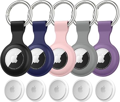 AK 5-Pack Air Tag Holder Silicone Keyring Anti-Lost Scratch-Resistant for Keys