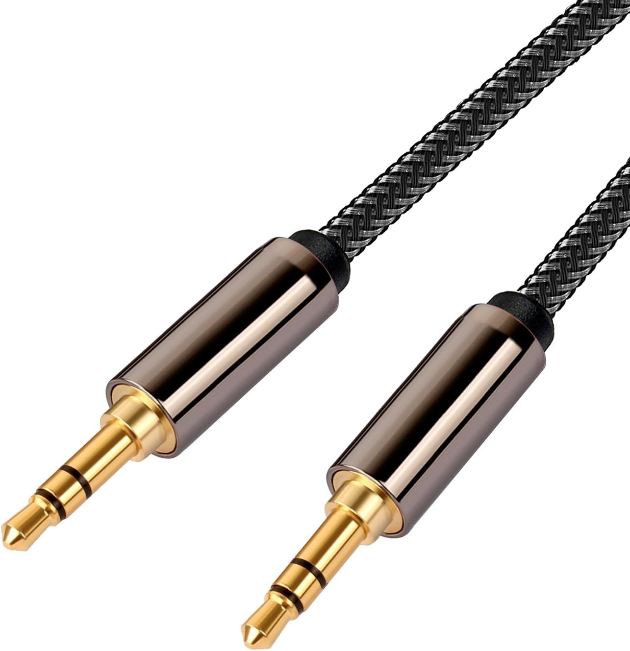 AUX Cable Nylon Braided 3.5mm Audio Cable Lifetime Warranty(3.3ft)-Oxygen Free Copper Wire-Metal Copper Shell-Gold Plated Jack,For Beats Headphones, Apple, iPod, iPhone, iPad, Home/Car Stereos, Smartphones, MP3 Player and Hi-Fi - (5.0ft/1.5m)