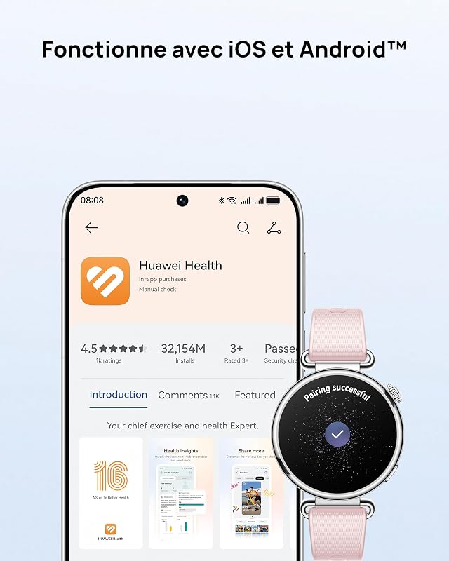 Watch GT 7 46mm Montre connectée, Jusqu'à 21 Jours, NFC, GPS, Bleu