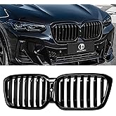 DEKEWEI G01 G02 Grill,Black Kidney Grille Compatible with BMW 2022-IN X3 G01 X4 G02 Single Slat Gloss Black Grills
